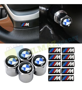 Bmw Sibop Kapağı Metal Torpido Jant Direksiyon Vites Damla Etiket Sticker 4+10 Adet