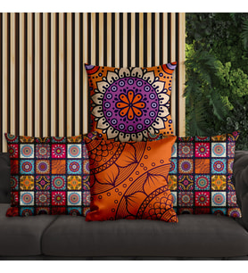 eJOYA Geleneksel Mandala Tasarımlı 4'lü Yastık İçi Ve Kırlent Kılıfı 45cm 113768