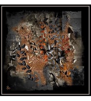 Leopar Desen Black Seri Twill Eşarp Eşarp Askısı ile Birlikte 90x90 cm Siyah Gol