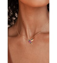 Elika Silver Kadın Rose Kaplama Taşlı Kuş Model 925 Ayar Gümüş Kolye