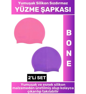 Özel Üretim Su Geçirmez Elastik Yumuşak Yüzücü Havuz Deniz Yüzme Şapkası Silikon Bone 2'Li SET