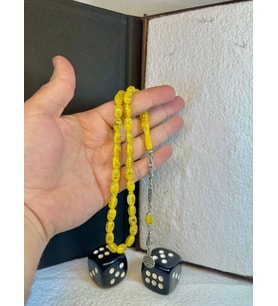 Altın Varaklı Tesbih Kapsül Kesim Sarı Renkli T-28