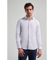 Uzun Kol Desenli Armürlü İtalyan Yaka Cepsiz Pamuklu Classic Slim Fit Gömlek 1004250196 (Koyu Lacivert)