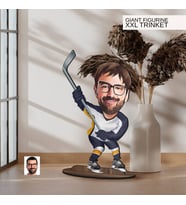 BK Gift Kişiye Özel Hokey Oyuncusu Karikatürlü Büyük Boy Ahşap Biblo-3 Arkadaşa Hediye , Sevgiliye Hediye, Kişiye Özel Biblolar