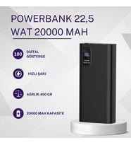 TRAVEL 20000 mAh Powerbank – 22.5W Hızlı Şarj, Mobil Cihazlar İçin Yüksek Performanslı Şarj Cihazı