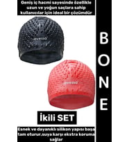 #Bone Esnek Yumuşak Silikon Havuz Deniz Yüzme Kulağa Su Geçirmez Büyük Beden Saç Bonesi İkili SET