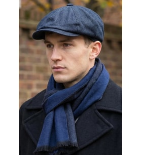 Erkek Peaky Blinders İngiliz Driver Kasket Çizgili Lacivert ve kaşkol 7404