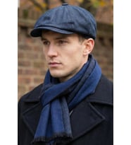 Erkek Peaky Blinders İngiliz Driver Kasket Çizgili Lacivert ve kaşkol 7404