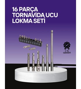 Çok Amaçlı 16lı Bits Uç Seti Dayanıklı Tornavida Adaptör