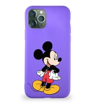 Apple iPhone 11 Pro Soft Premier Kapak Mickey Mouse-D Tasarımlı Silikon Kılıf - Mor (Şeffaf)