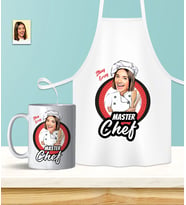 Kişiye Özel En İyi Chef- Aşçı Karikatürlü Mutfak Önlüğü & Kupa Seti