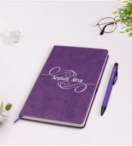 BK Gift Kişiye Özel İsimli Mor Termo Deri Defter Kalem Seti Model 3