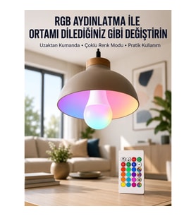 Mey İthalat® Ambiyans Aydınlatma RGB Led Lamba Kumandalı Renk Değiştirebilen