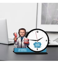 Erkek Diş Doktoruna Hediye Karikatürlü MDF Masa Saati