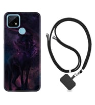 Realme C11 C21 C21Y C25Y C11 2021 Kılıf Boyun Askılı Silikon Black Purple Wolf 1791