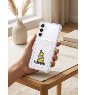 Samsung Galaxy A17 Boş Yapma Muz Detaylı Kart Bölmeli Şeffaf Telefon Kılıfı - SSSSSS9052-194
