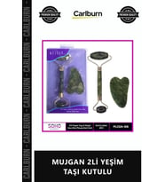 Özel Üretim Doğal Cilt Bakım Seti Yüz Masaj Roller Gua Sha Terapi Kiti MUJGAN 2Lİ YEŞİM TAŞI KUTULU