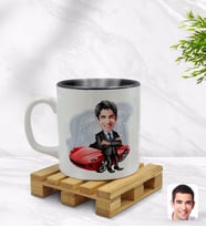 BK Gift Kişiye Özel Baba Karikatürlü İçi Siyah Renkli Kupa Bardak Model 3
