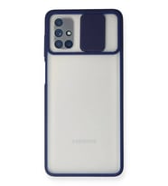 Newface Samsung Galaxy M51 Kılıf Palm Buzlu Kamera Sürgülü Silikon - Lacivert