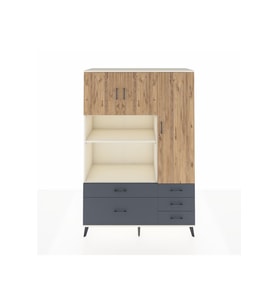 Hyperion Dolap 7 Raflı 5 Çekmeceli 3 Kapaklı 132x44x195 Aytaşı-Çam/Antrasit
