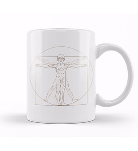 Louis Theroux Vitruvian Man Leonardo da Vinci Kupa Bardak Porselen