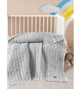 Kanz Light Dolgulu Müslin Çift Kat Bebek Yorganı 115x125 cm - Bej