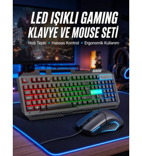 Işıklı Oyuncu Q Klavye Mouse Seti Siyah Oyuncu Klavye Yeni Nesil