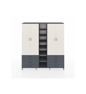 Hyperion Dolap 10 Raflı 8 Çekmeceli 2 Askılı 220x44x243 Antrasit-Aytaşı/Antrasit