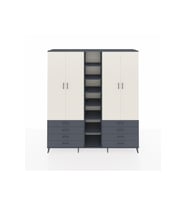 Hyperion Dolap 10 Raflı 8 Çekmeceli 2 Askılı 220x44x243 Antrasit-Aytaşı/Antrasit
