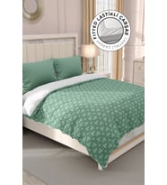 Lastikli Çarşaflı %100 Pamuk Saten Çift Kişilik Nevresim Takımı Green Pattern