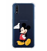 Samsung Galaxy A01  Köşe Korumalı Antişok Kapak Mickey Mouse Tasarımlı Şeffaf  Kılıf