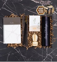 Kişiye Özel Dijital Termos, Defter, Bitki Çayı, Biblo, Tütsü & Dekoratif Ahşap Hediye Kutusu 