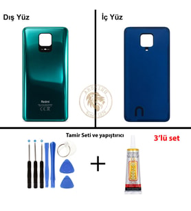 Yapıştırıcı Redmi Note 9 Pro Yeşil Yapıştırıcı Arka Pil Kapağı + Yapıştırıcı ve Vida Seti