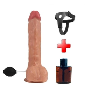 LilituShop 24 cm Belden Bağlamalı Su Fışkırtmalı Realistik Penis Anal Vajinal Dildo