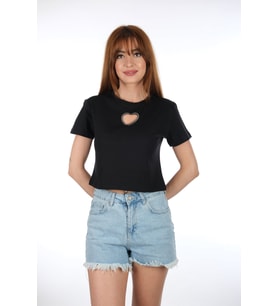 Siyah Kalpli Kısa T-shirt