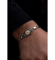 Vog  - Osmanlı Tuğralı Kral Zincirli 925 Ayar Gümüş Bileklik