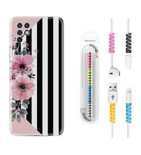 INFINIX Note 11 Pro Note 10 Hot 9 Play Kılıf Kablo Koruma Spiral Silikon Flowers 4 1390