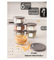 Pratik ve şık 6'lı cam saklama kabı seti, sızdırmaz kapaklı, 380 cc