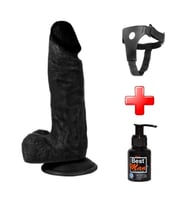 OdinsShop 17 cm Belden Bağlamalı Realistik Dildo Siyahi  Set