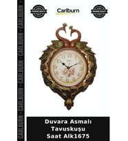 Özel Üretim Dekoratif Salon Ev Aksesuarı Tasarım Duvar Süsü Duvara Asmalı Tavuskuşu Saat Alk1675