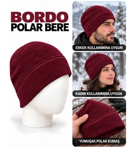Unisex Polar Bere, Kadın ve Erkek Uyumlu, Kışlık Yumuşak Polar Bere