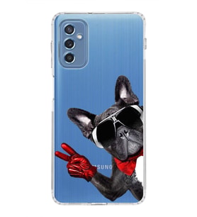 PrintiFy Samsung Galaxy M52 ile Uyumlu Köpek 2 Kamera Korumalı Şeffaf Kılıf