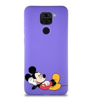 Xiaomi Redmi Note 9 Soft Premier Kapak Mickey Mouse-F Tasarımlı Silikon Kılıf - Mor (Şeffaf)