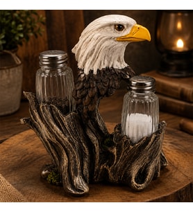 Polyester Kartal Figürlü Tuzluk Biberlik Seti 17x12 Cm Dekoratif Masa Üstü Tuzluk Biberlik Şık Mutfak ve Sofra Aksesuarı
