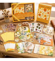 Vintage Çiçek Desenli A6 Günlük Ve Ajanda Hediye Seti - Estetik Scrapbooking Ve Günlük Süsleme Kit Kutusu 116 Parça