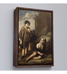 Çerçeveli Bartolomé Esteban Murillo'nun Argolla Oyununa Davet Tablosu (Kahverengi)