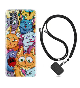 INFINIX Note 11 Pro Note 10 Hot 9 Play Kılıf Boyun Askılı Silikon Kediler 1723