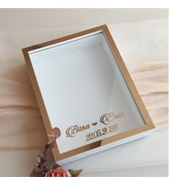 Beyaz  30x40 Cm Fotoğraf Bölümsüz Yarı Bronz İsimli Ledsiz Gül Saklama Kutusu