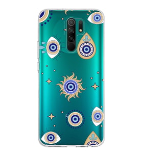PrintiFy Xiaomi Redmi 9 ile Uyumlu 1mm Slim Fit Nazar Boncuğu 5 Baskılı Şeffaf  Kılıf