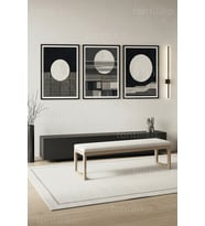 Modern Geometrik Soyut Sanat 3’lü Ahşap Çerçeveli Tablo Seti